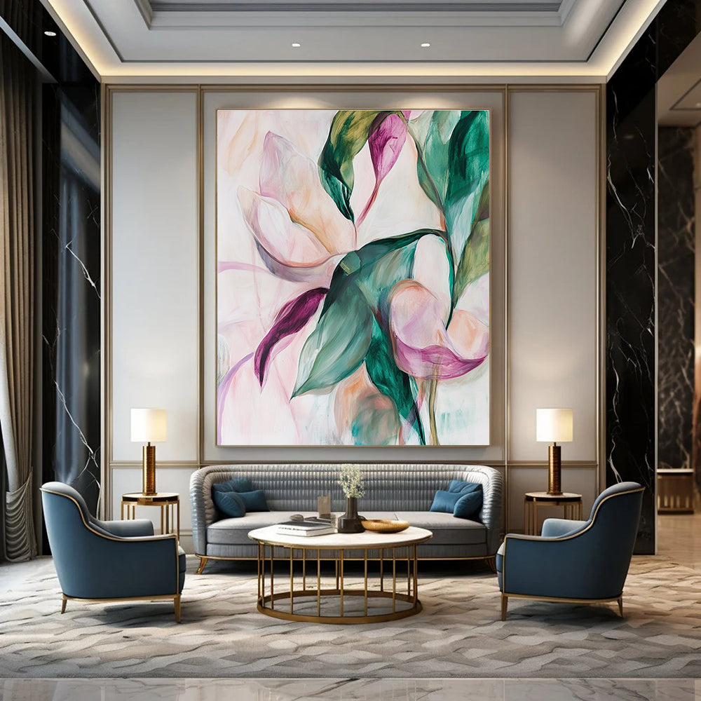 Soft Floral Abstract Painting for Romantic Bedrooms GAB0774