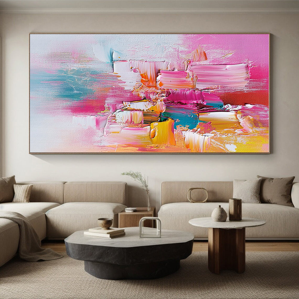 Pink Blue Orange Abstract Painting with Sweet Vibrancy WINK487