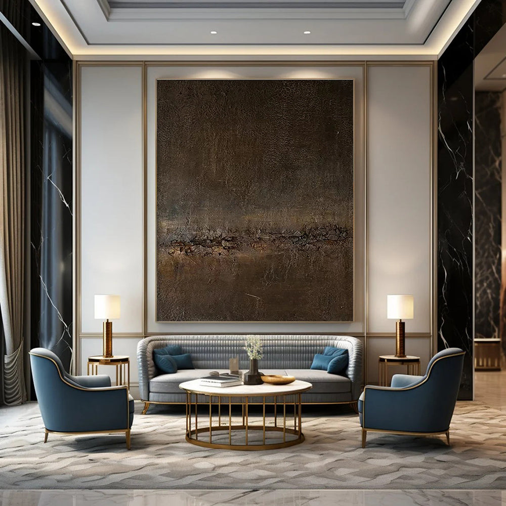 Dark Textured Abstract Painting for Sophisticated Hotel Bars HENG057