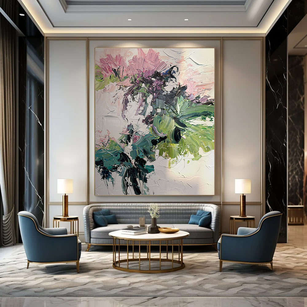 Textured Expressive Flower Bouquet Abstract Painting for Lively Interiors HENG271