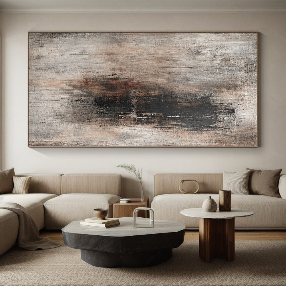 Gray and Brown Textured Abstract Painting with Rustic Charm WINK282