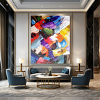 Colorful Geometric Abstract Painting for Modern Office Lounges HENG416