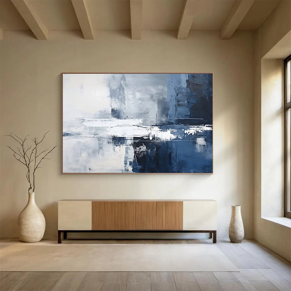 Blue - Grey Abstract Painting for Modern Offices YHT102