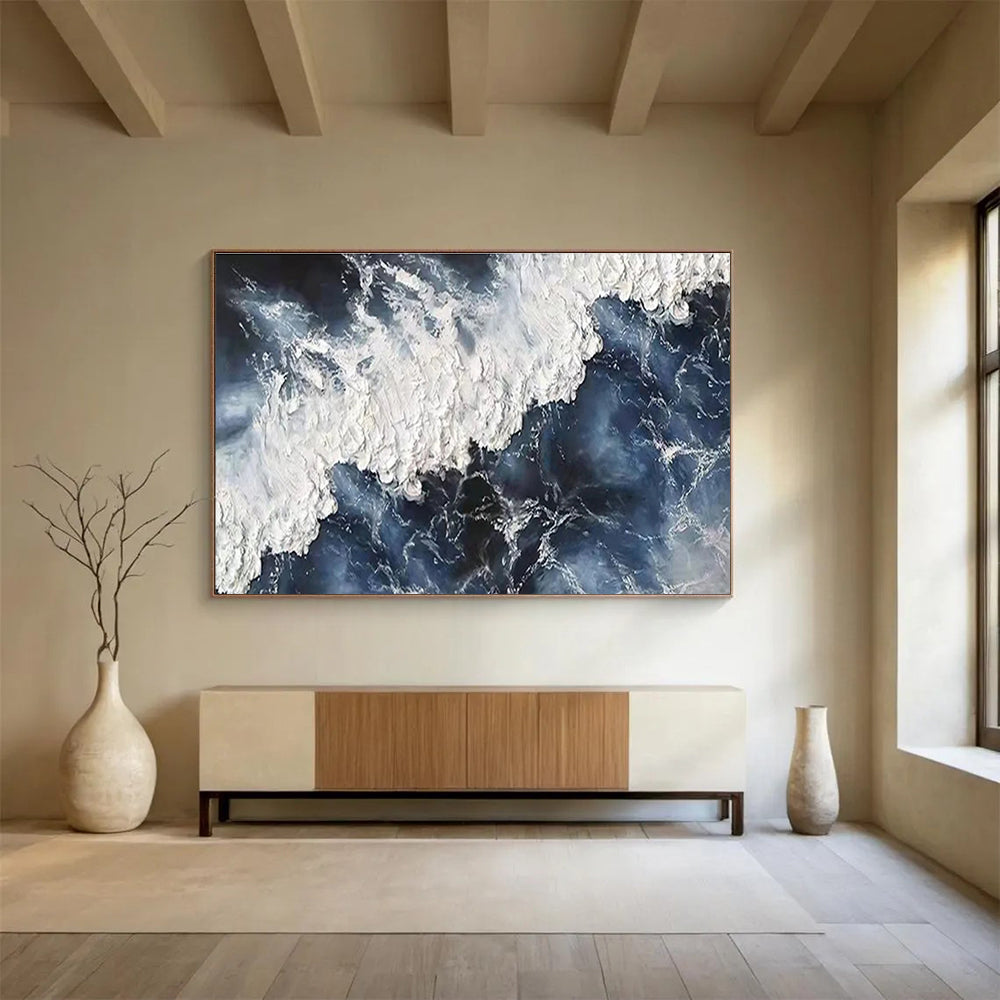 Crashing Wave Abstract Painting for Ocean - Lover’s Man Caves YHT252
