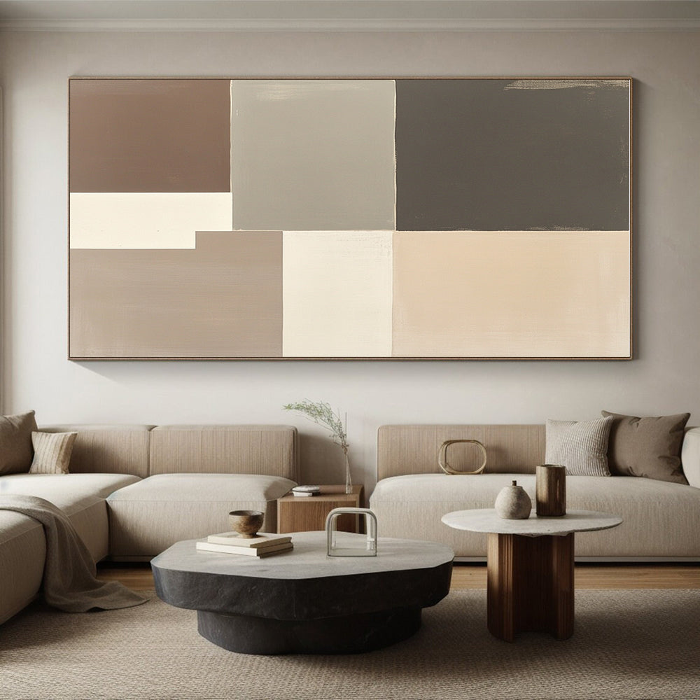Neutral Color Blocks Abstract Painting with Minimalist Harmony WINK003