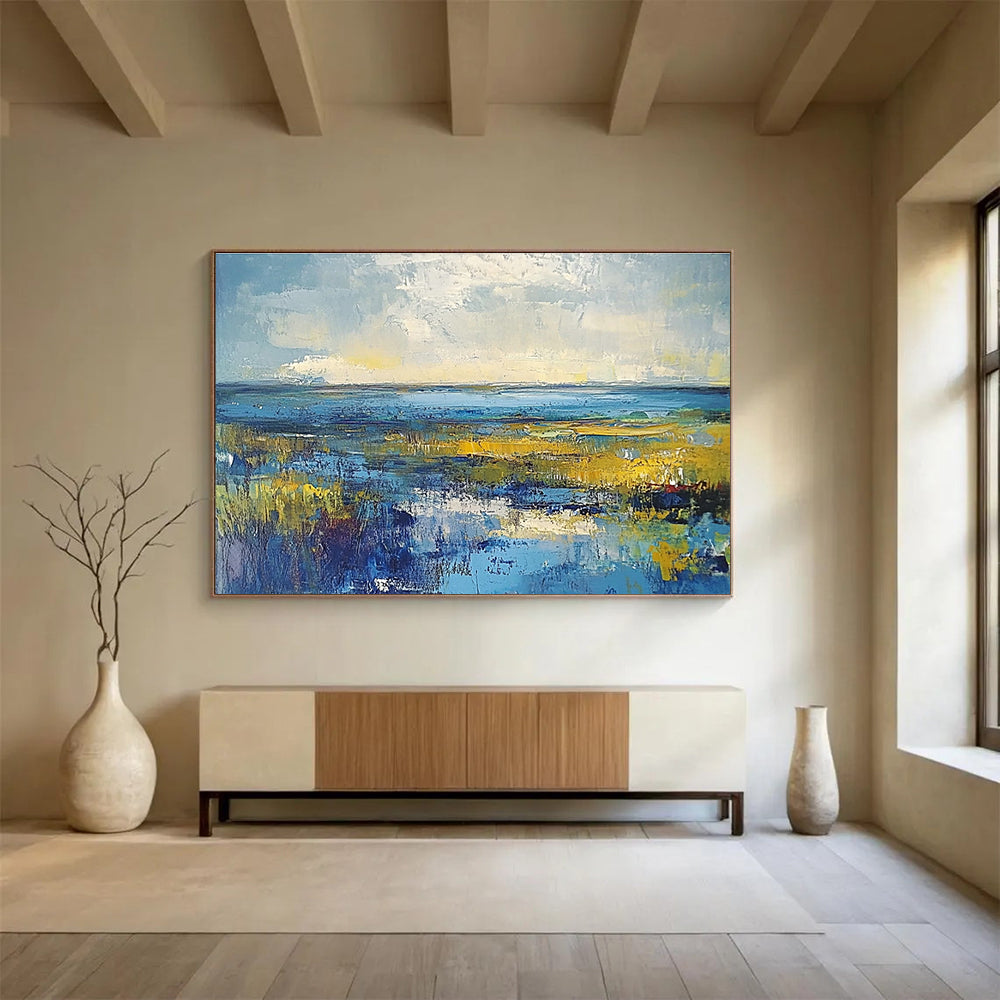 Vibrant Coastal Wetland Abstract Painting ABS232