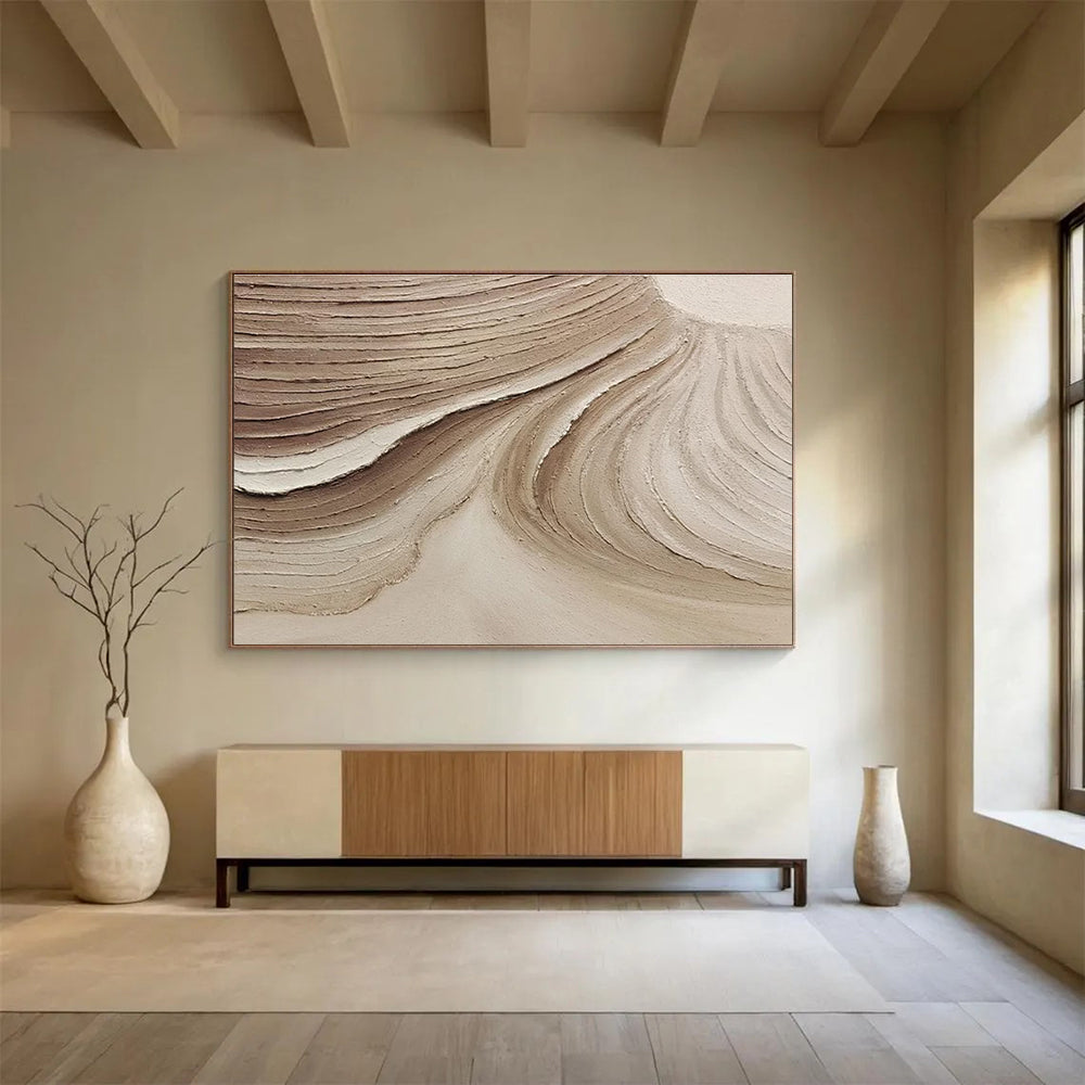 Beige Textured Abstract Painting for Luxury Home Dining Rooms YHT398