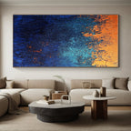 Blue Orange Textured Abstract Painting with Coastal Vibes WINK709