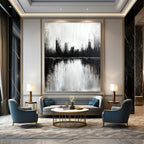 Monochrome Cityscape Abstract - Dramatic Urban Abstract Painting GAB0649