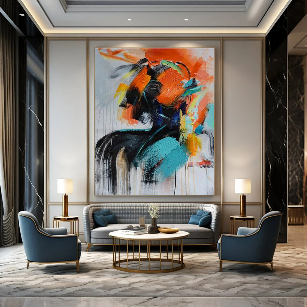 Colorful Abstract Portrait Painting for Modern Art Galleries HENG410
