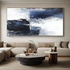 Blue Black White Abstract Painting with Moody Mystery WINK557