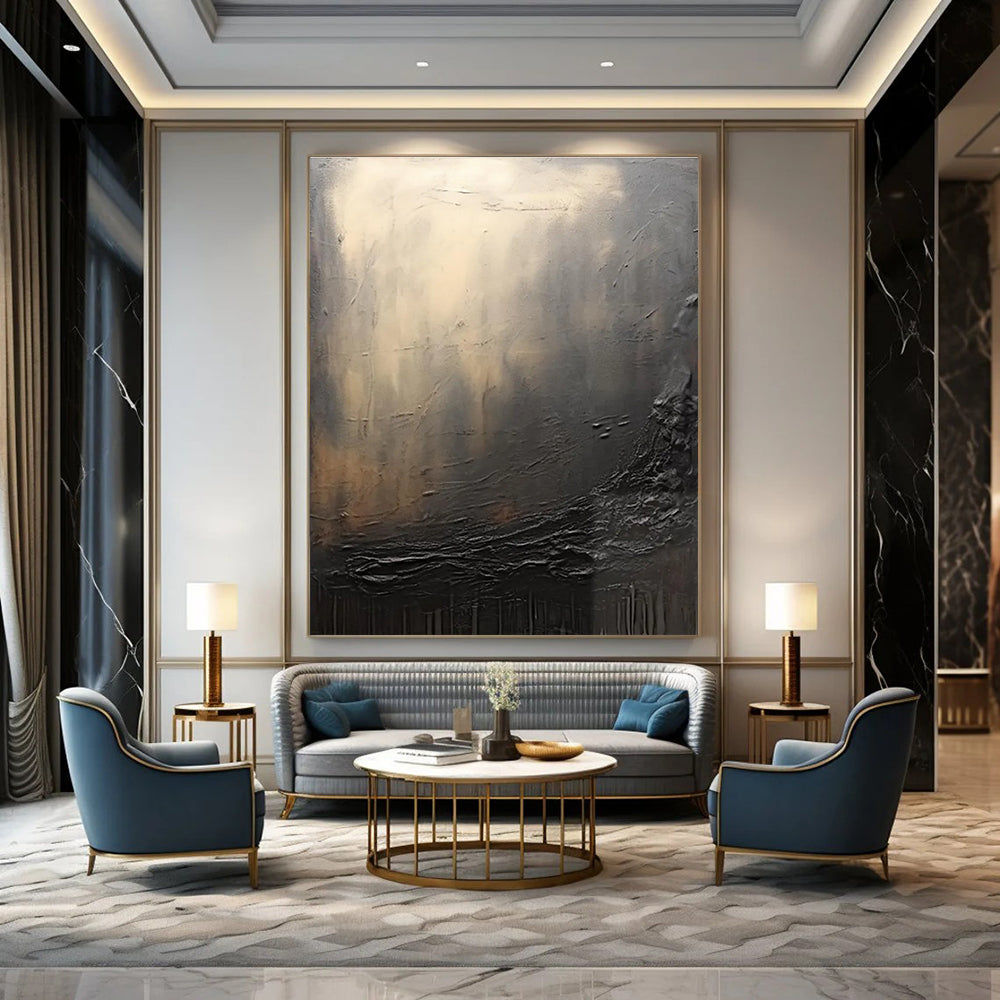 Dark Textured Abstraction Painting for Dramatic Home Theaters HENG449