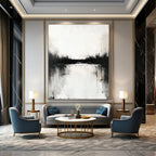 Dramatic Black and White Lakescape Abstract Painting GAB0677