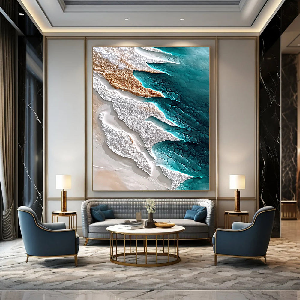 Aerial Blue and White Textures Abstract Painting of Natural Patterns GAB0151