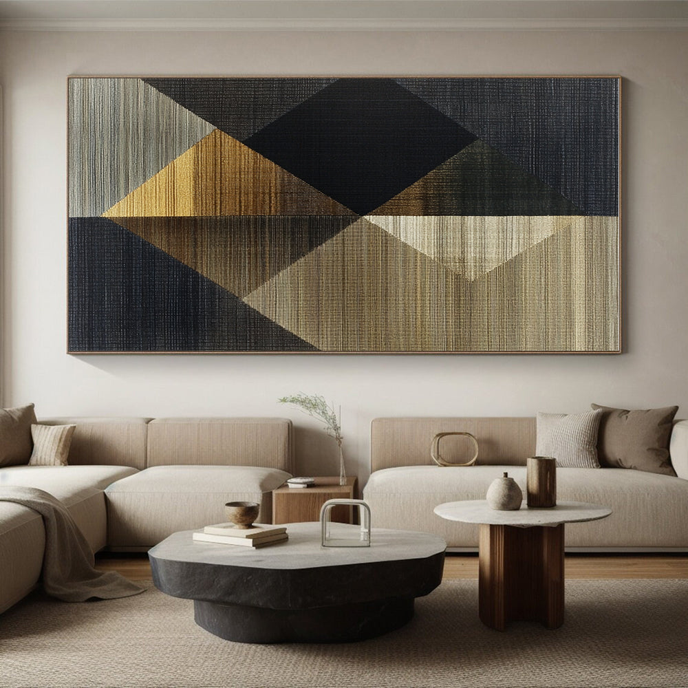 Geometric Textured Weave Abstract Painting with Tactile Patterns WINK263