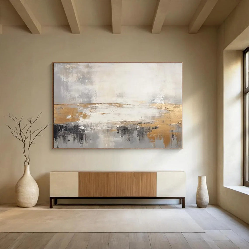 Gold - Accented Abstract Painting for Glamorous Spaces YHT107