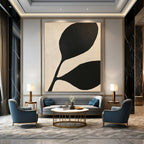 Large Black Leaves Abstract Painting of Bold Nature GAB0215
