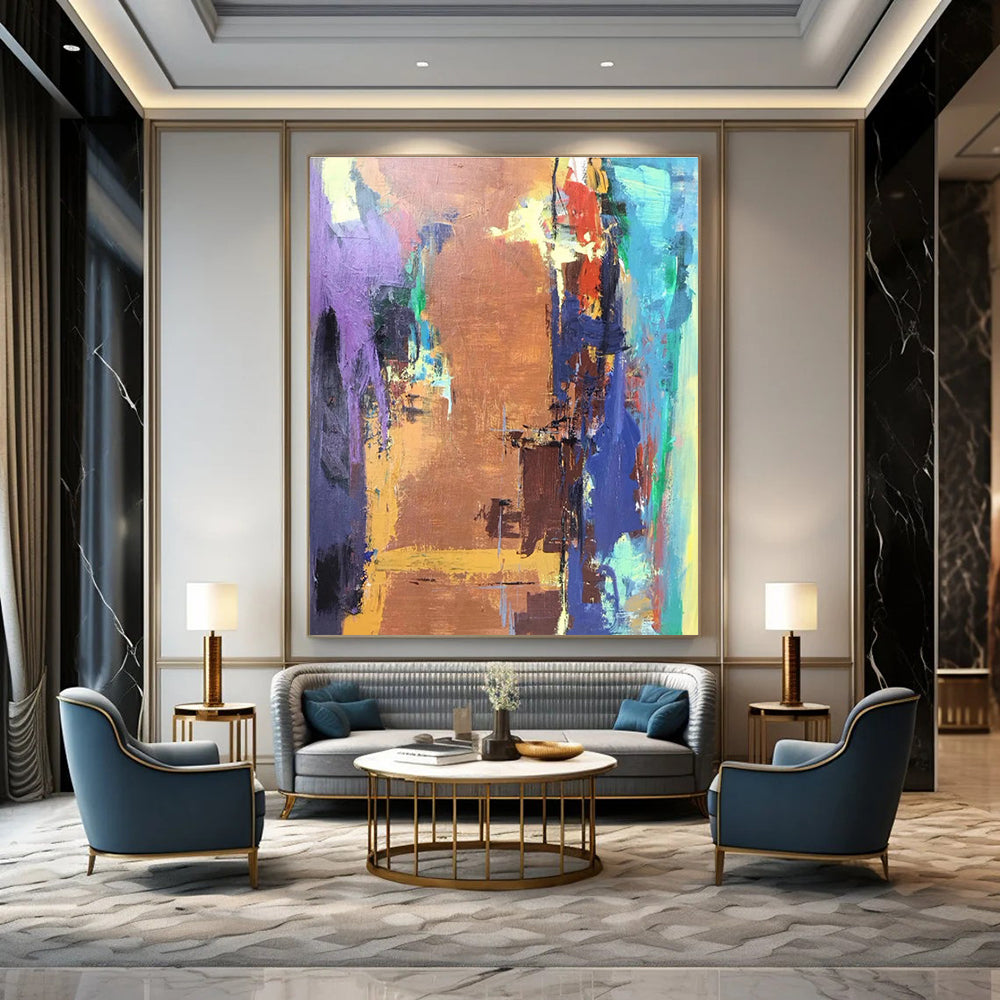Vibrant Color Block Abstract Painting for Fashion Boutique Showrooms HENG036