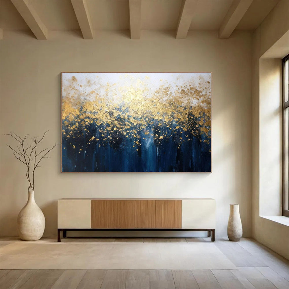 Golden Forest Abstract Magical Landscape Painting for Enchanted Spaces YHT047