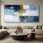 Blue Gray Gold Abstract Painting with Subtle Sophistication WINK524