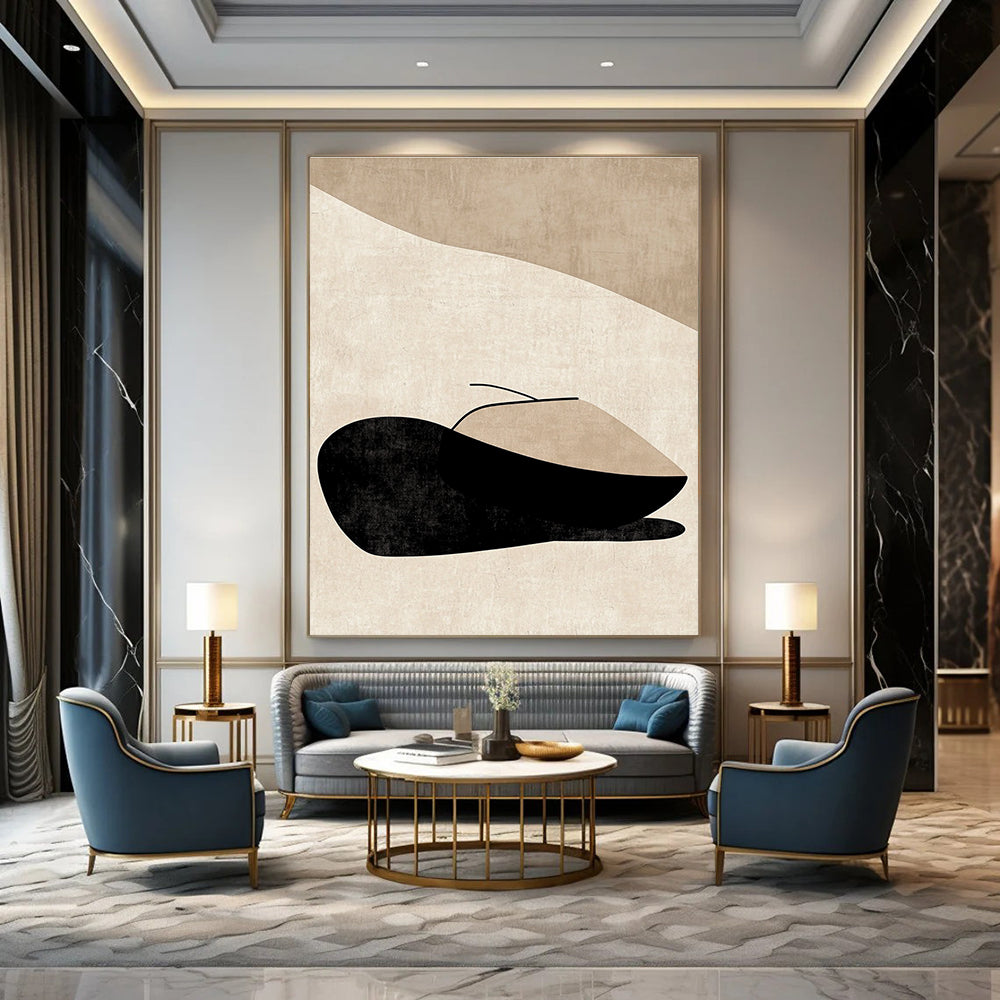 Beige Minimalist Geometric Art - Calm Abstract Composition GAB0436