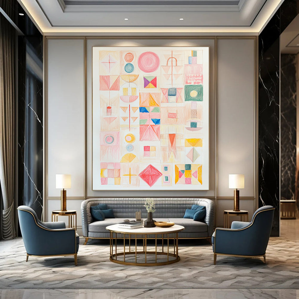 Colorful Geometric Collage Playful Abstract Painting GAB0365