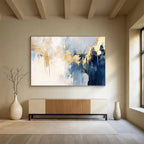 Blue - Gold Drip Abstract Expressionist Painting ABS182
