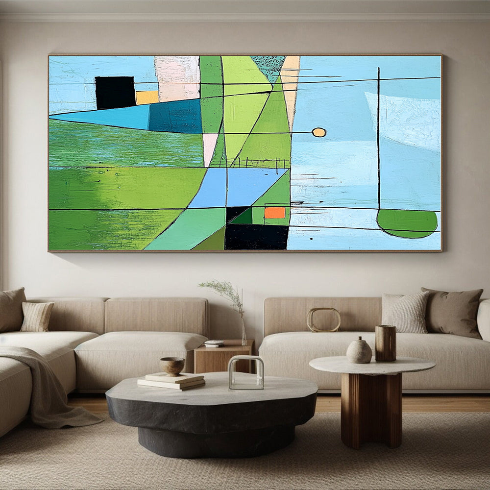 Geometric Landscape Abstraction Abstract Painting with Playful Proportions WINK232