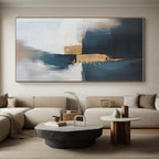 Blue Gold White Abstract Painting with Subtle Luxury WINK554