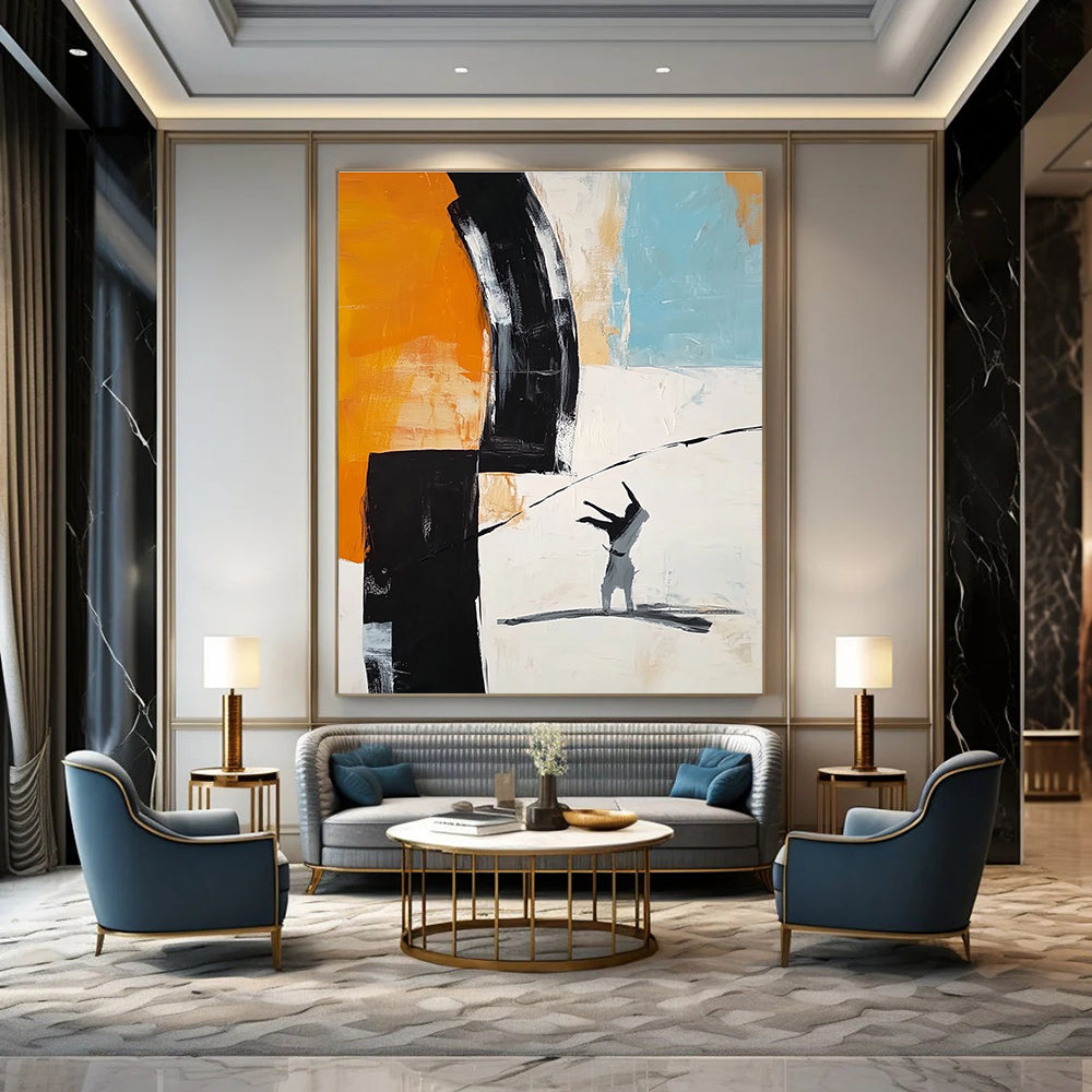 Figure and Color Block Abstract Painting for Contemporary Office Collaboration Zones GAB1193