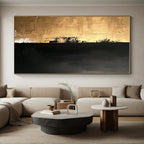 Gold and Black Textured Divide Abstract Painting with Luxe Contrast WINK019