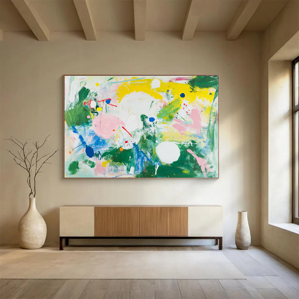 Colorful Abstract Dots and Shapes with Playful Energy Abstract Painting ABS390