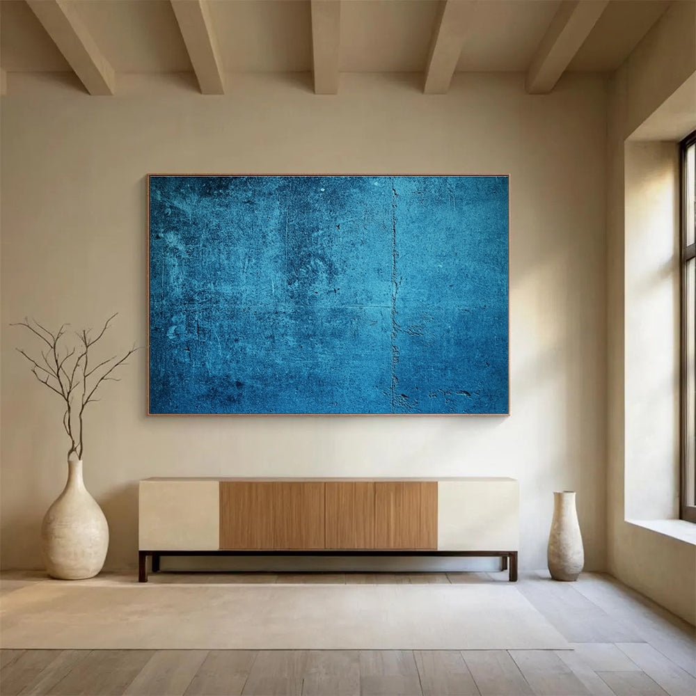 Blue Textured Background Abstract Painting with Industrial Charm ABS573
