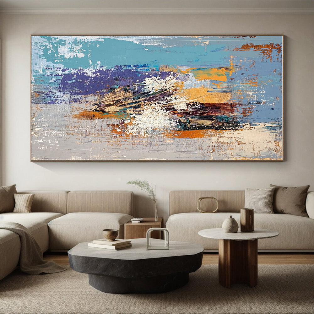 Blue Orange Abstract Painting with Warm - Cool Harmony WINK759
