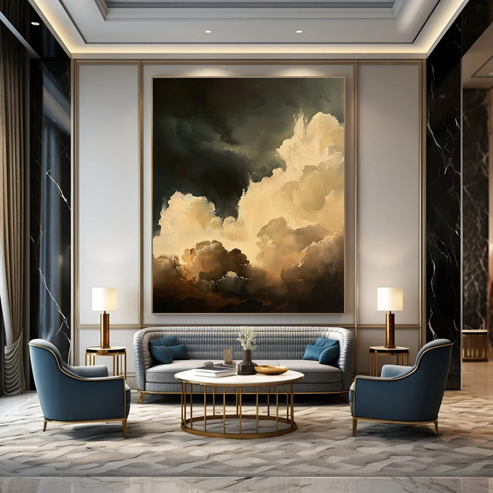 Dramatic Clouds Abstract Painting for Home Theater Entrances HENG022