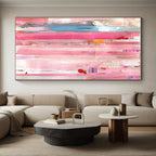 Colorful Striped Collage Abstract Painting with Dynamic Rhythm WINK258