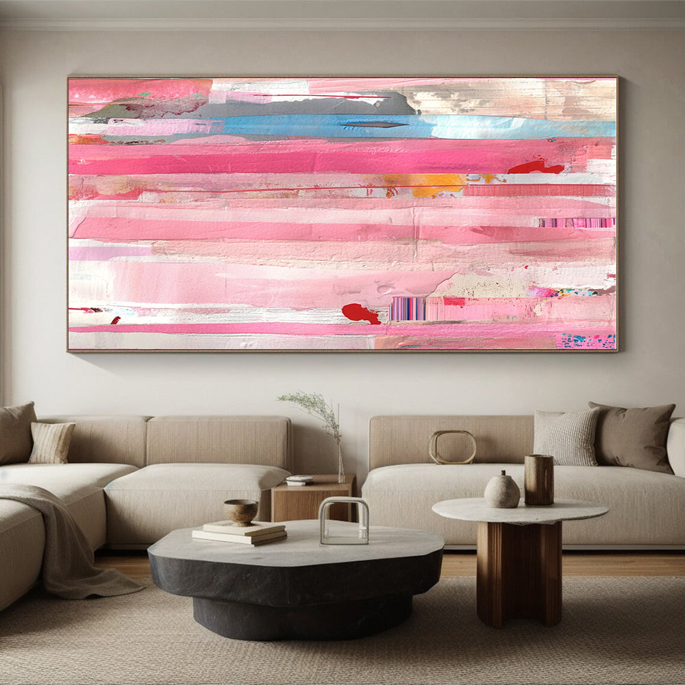 Colorful Striped Collage Abstract Painting with Dynamic Rhythm WINK258