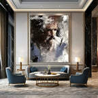 Expressive Abstract Portrait Painting of a Bearded Figure GAB0669
