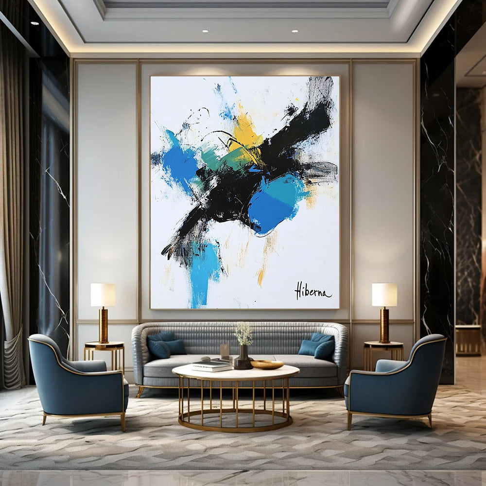 Bold Color Splash Abstract Painting of Energetic Expression GAB0198