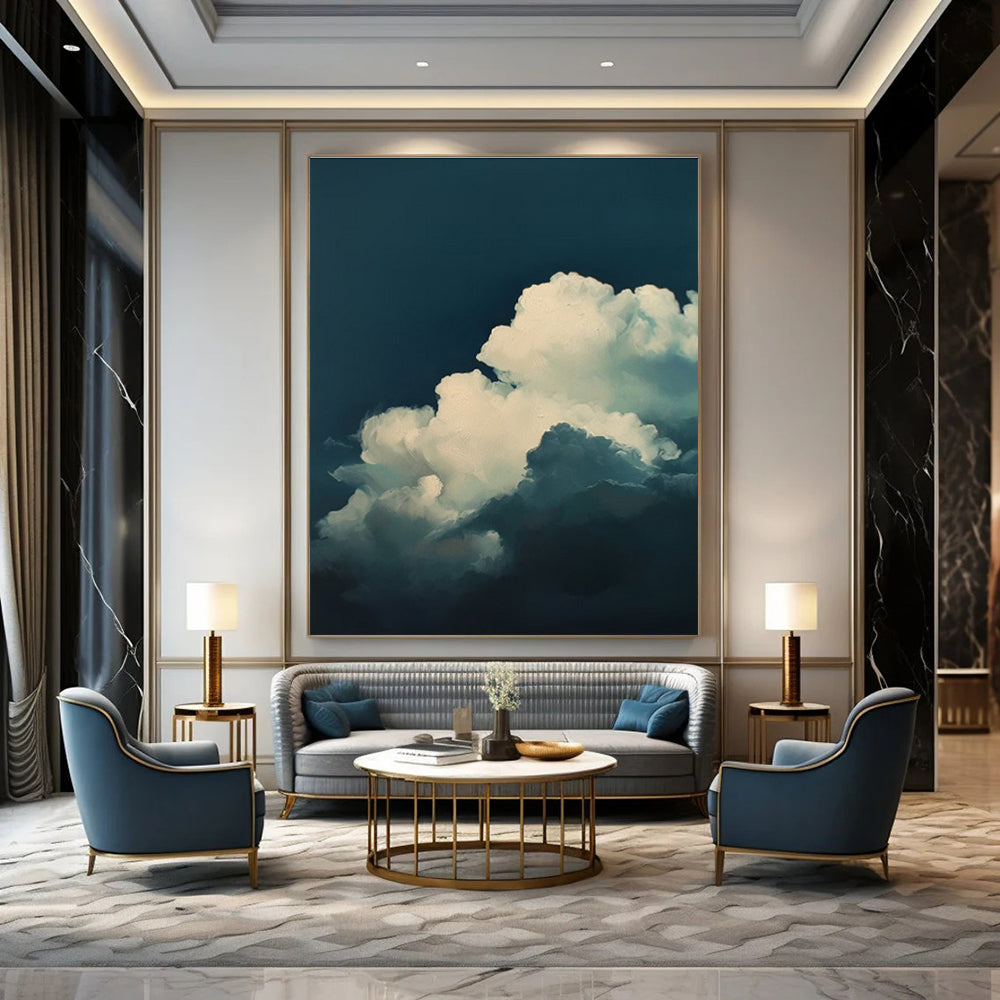 Soft Clouds Abstract Painting for Coastal Bedroom Ceiling Areas HENG015