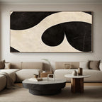 Black and White Curved Abstract Painting with Dynamic Contrast WINK065