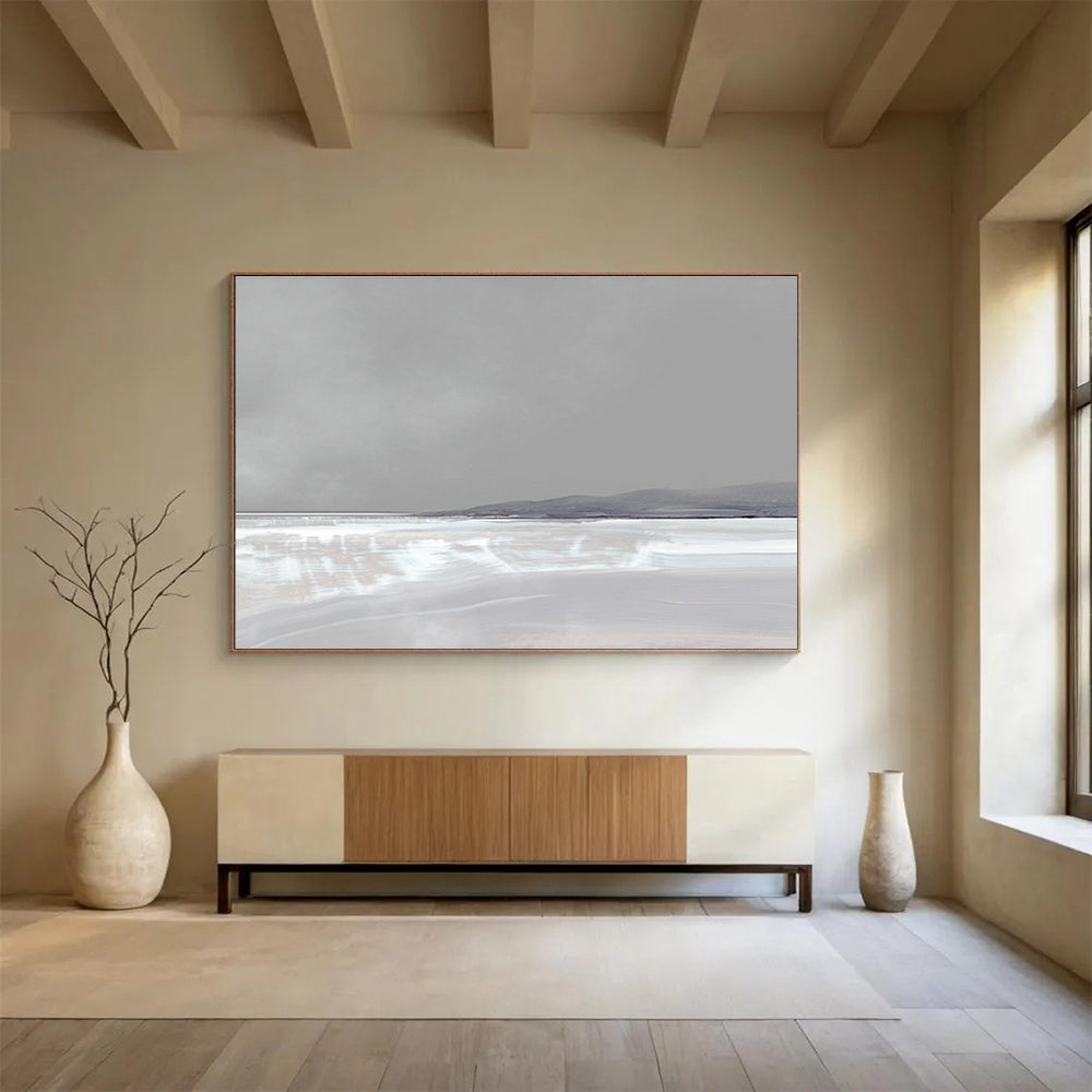 Pale Landscape Abstract Painting for Neutral - Toned Spaces YHT137
