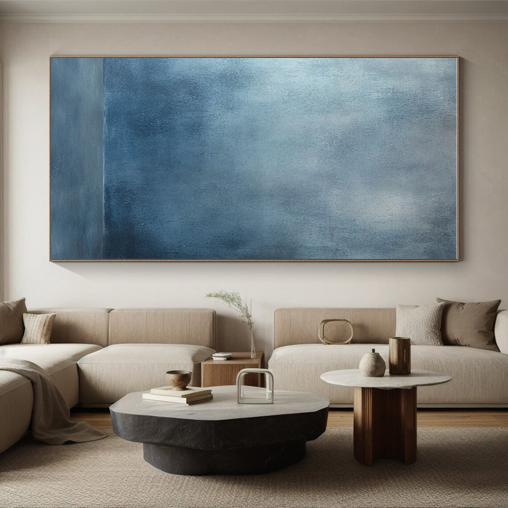 Blue - Gray Gradient Background Abstract Painting with Cool Calm WINK026