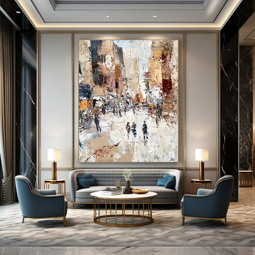 Busy Urban Street Abstract Painting for City - Themed Cafes GAB1075