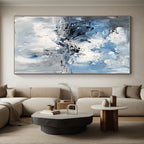 Textured Blue White Abstract Painting with Oceanic Depth WINK573
