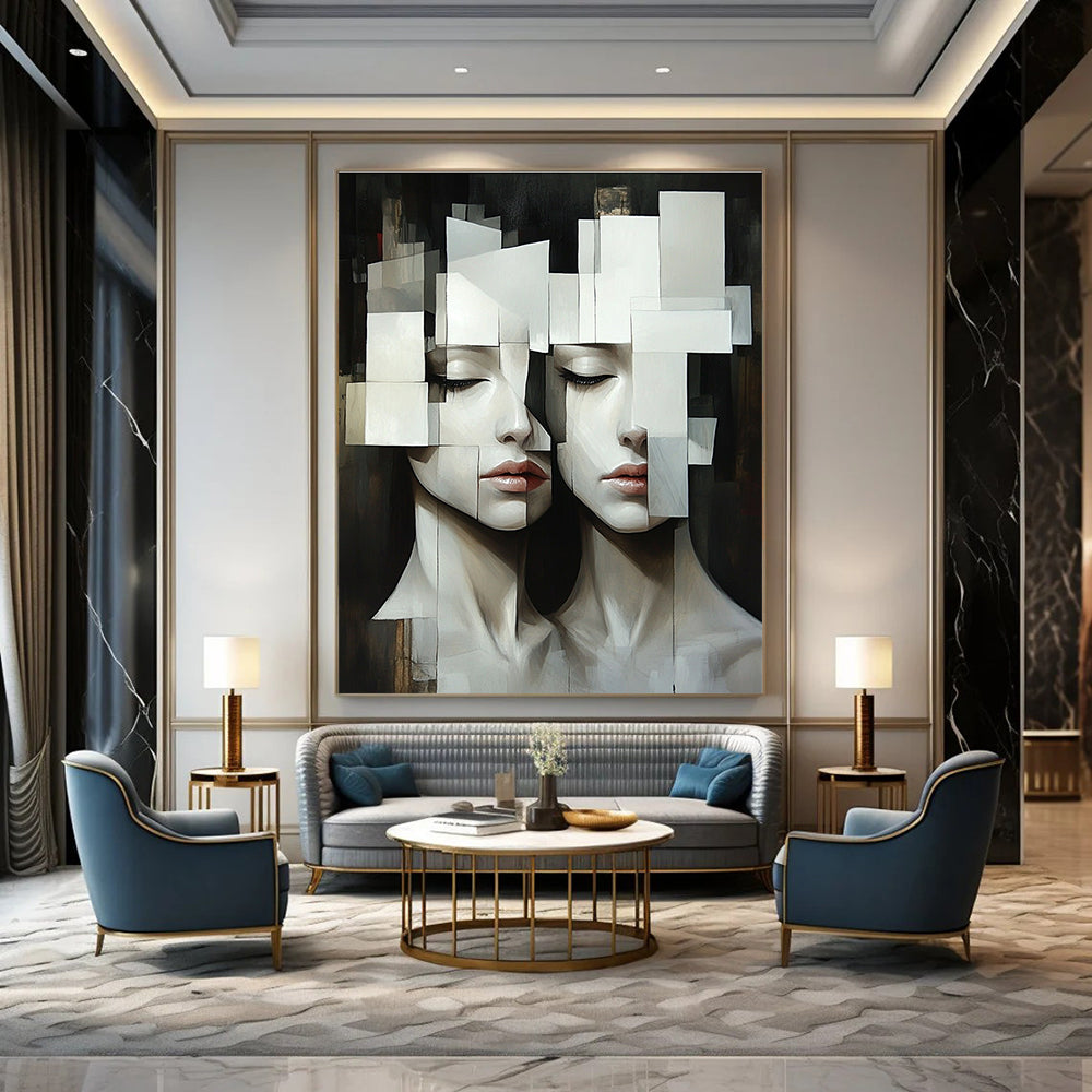 Cubist Faces Modern Abstract Painting for Art Enthusiasts GAB1503