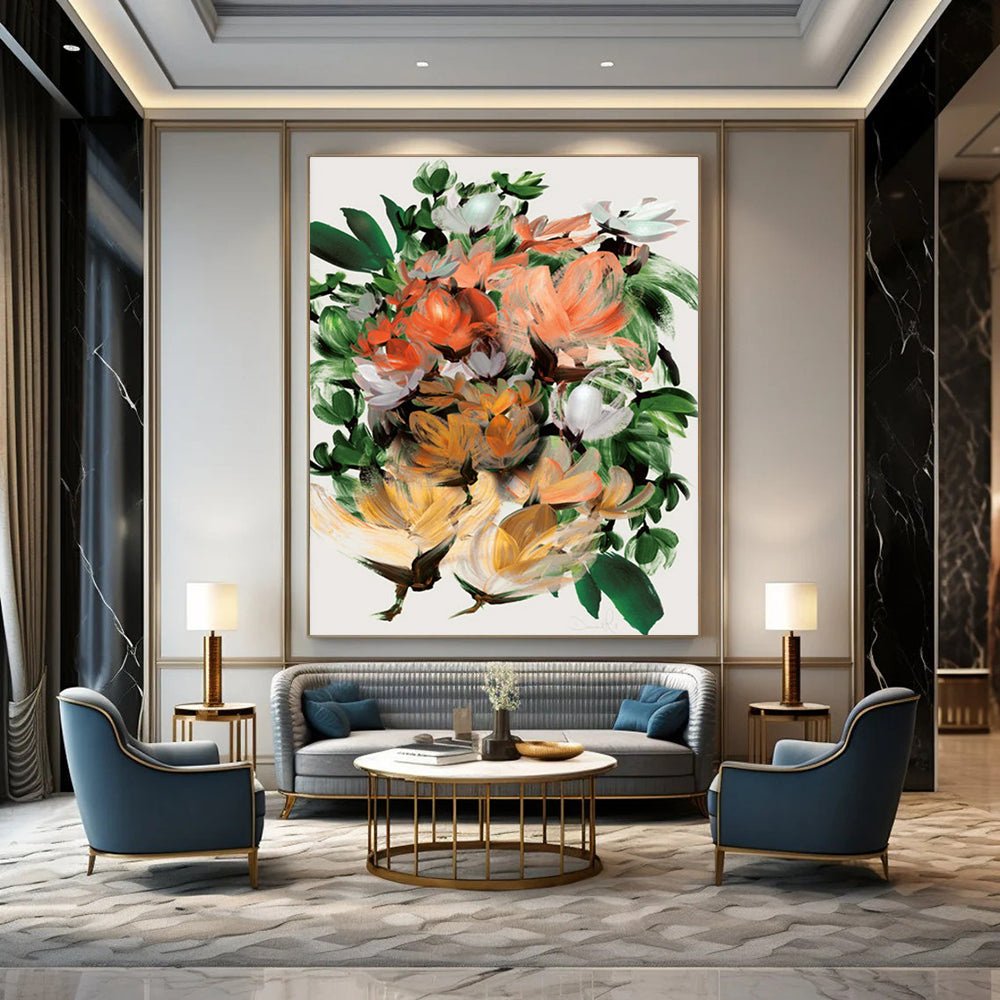 Vibrant Floral Bouquet Abstract Painting for Garden - Themed Restaurants HENG217