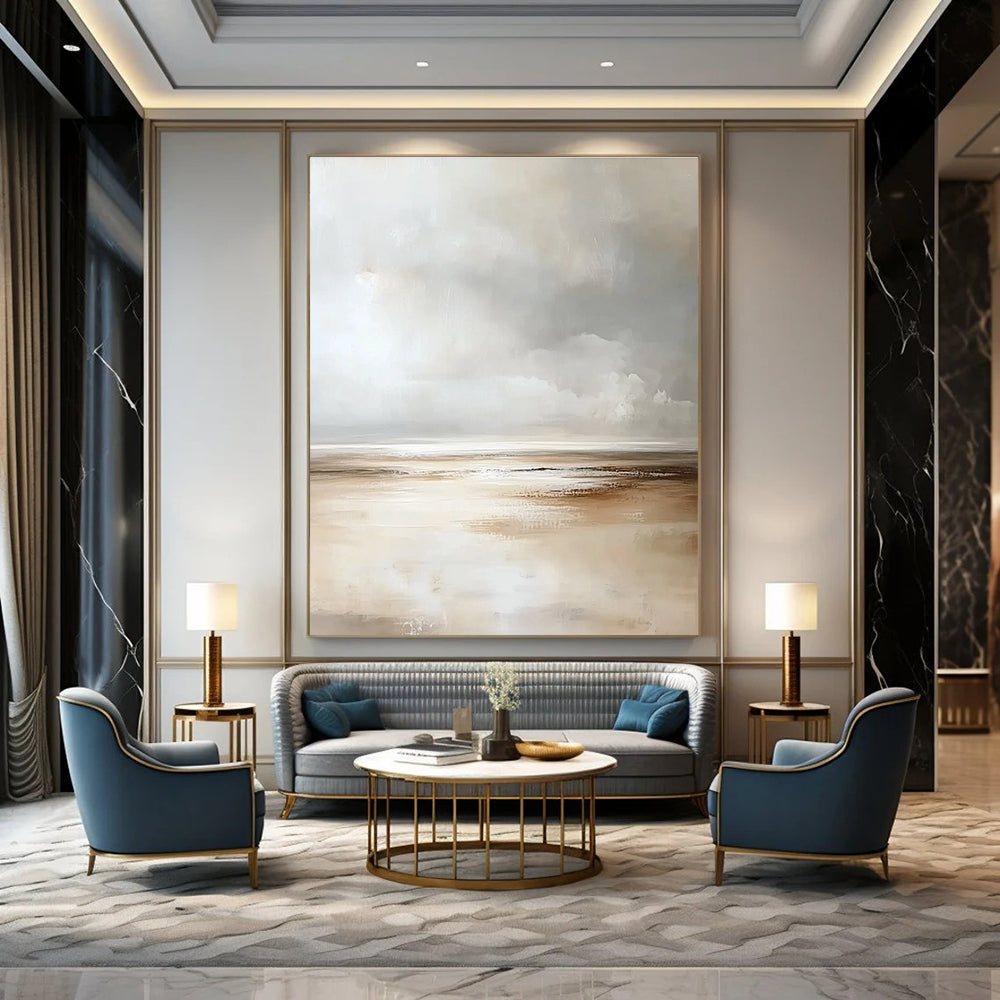 Serene Neutral Landscape - Calming Atmospheric Abstract Painting GAB0443
