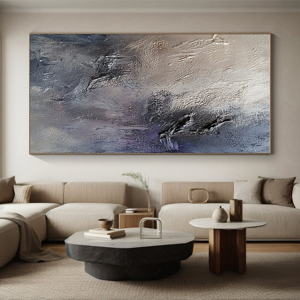 Gray and Purple Textured Layers Painting with Depth and Drama WINK069
