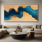 Blue and Gold Fluid Shapes Abstract Painting with Luxurious Flow WINK234